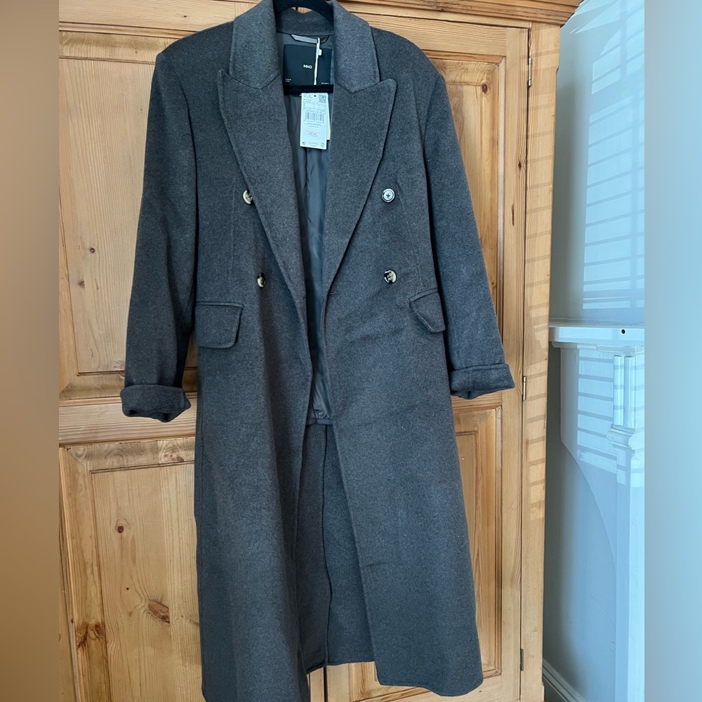 Mango Double-Breasted Gray Coat